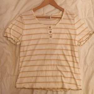 Ruffle-Edged Striped Top